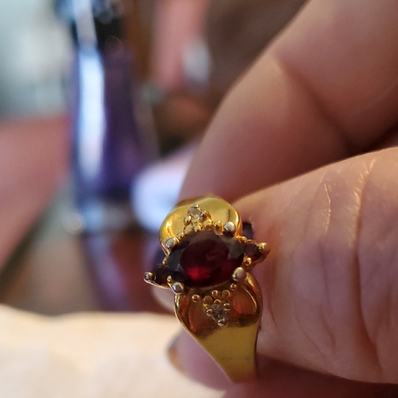 Avon Jewelry - Avon Gold Ring with Red Gemstone